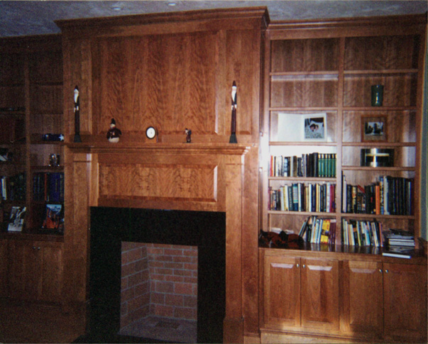 Treehouse Woodworking custom built-in fireplace cherry