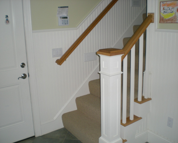 Treehouse Woodworking Stairs Built-ins Raised Panel Wainscoting Crown Moulding