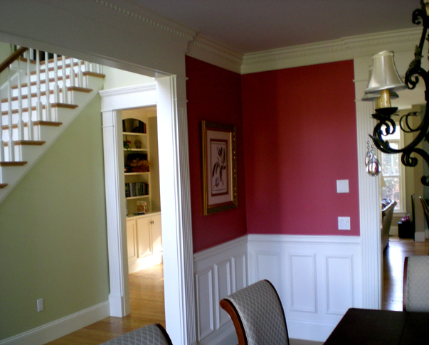 Treehouse Woodworking Stairs Built-ins Raised Panel Wainscoting_crown_molding